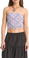 Brixton Hot to Go Tile Print Strapless Cotton Crop Top