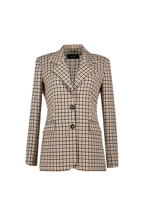 Ivonne Checked Two Button Blazer In Brown