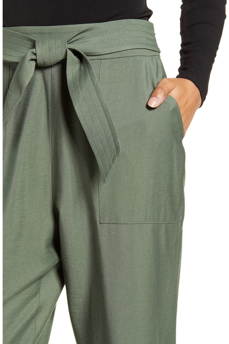 Tie Waist Utility Pants, Alternate, color, GREEN THYME