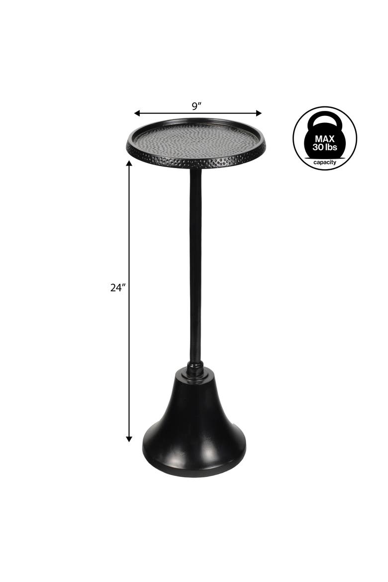 Irida Modern Hammered Round Pedestal Drink Table, Metal Accent Martini Side Table for Living Room Bedroom, Alternate, color, Antique Black