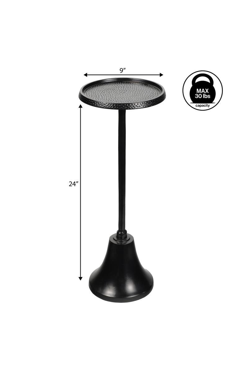 JONATHAN Y Irida 24" Art Deco Designer Pedestal Drink Table and Decorative End Table with Hammered Round Top and Bell Base, Alternate, color, Antique Black