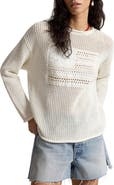Polo Ralph Lauren Tonal Flag Mixed Open Stitch Cotton Sweater