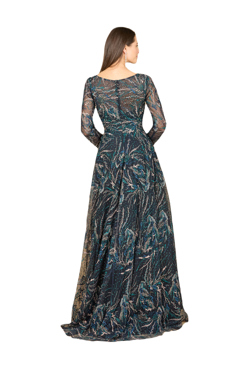 LARA New York Lace Gown With Long Sleeves, Alternate, color, Darkblue