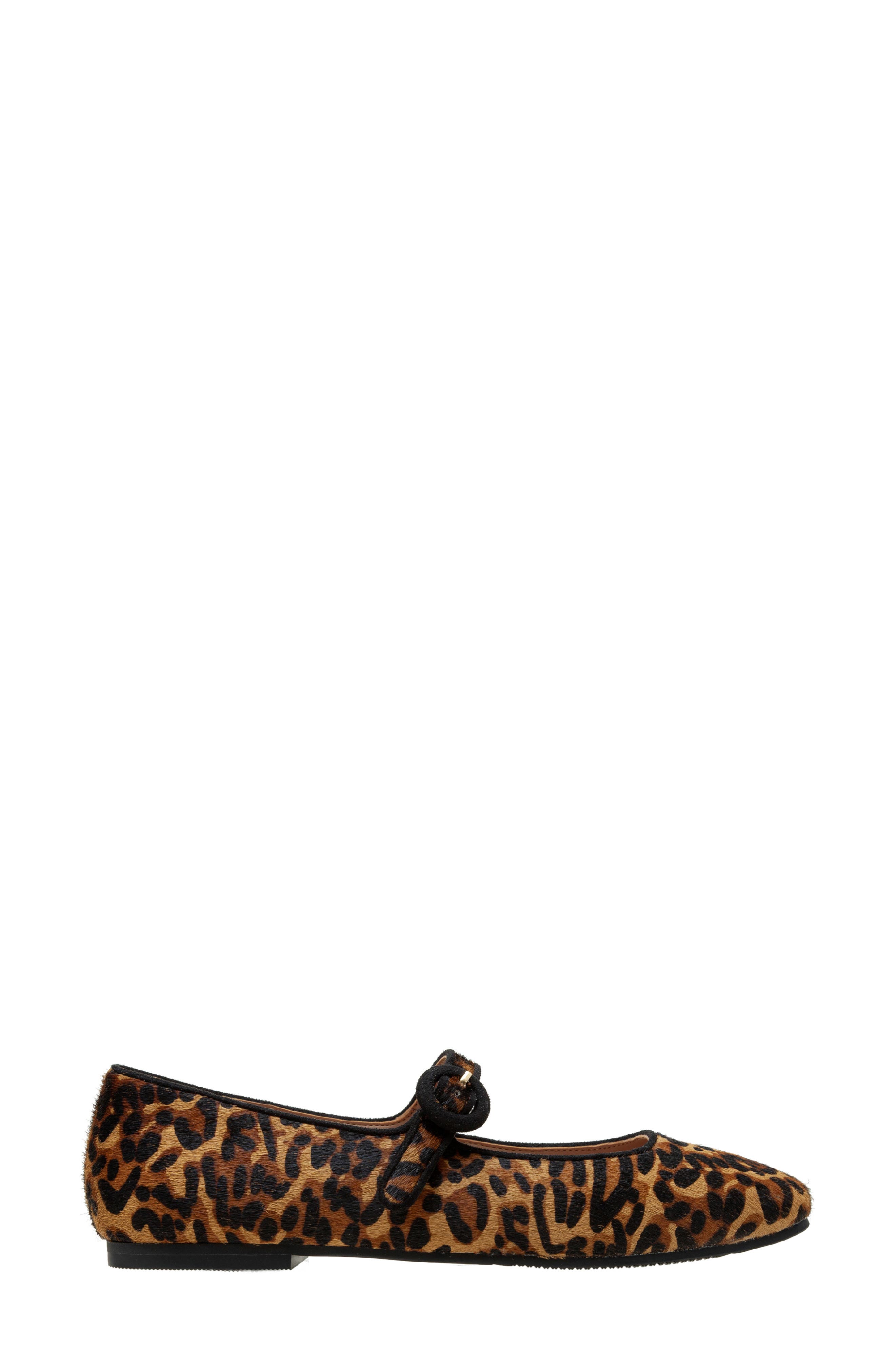 Linea Paolo Marley Leopard Print Genuine Calf Hair Flat, Alternate, color, Cognac/ Black