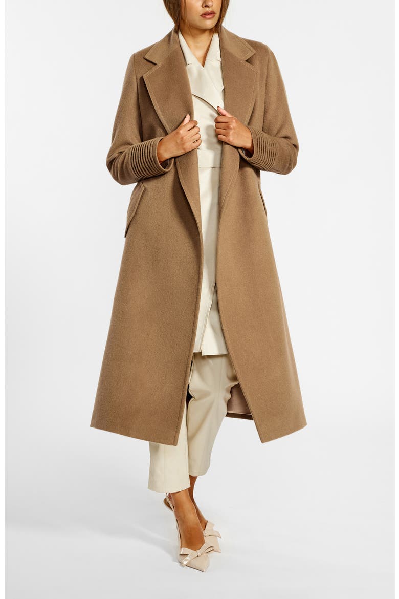 Belted Alpaca Blend Wrap Coat, Alternate, color, DARK CAMEL