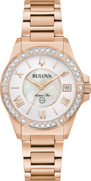 BULOVA Marine Star Diamond & Mother-of-Pearl Bracelet Watch, 32mm