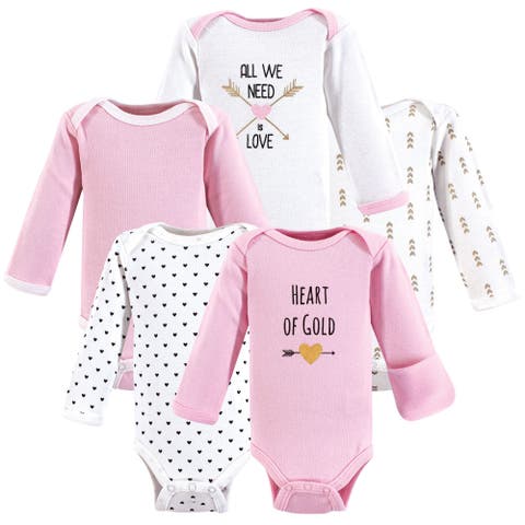 Soft Cotton Long-Sleeve Bodysuits (Five Count) (Baby)