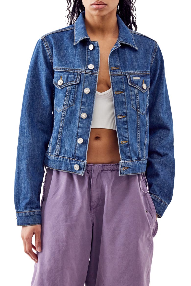 Shrunken Denim Jacket, Main, color, MID VINTAGE