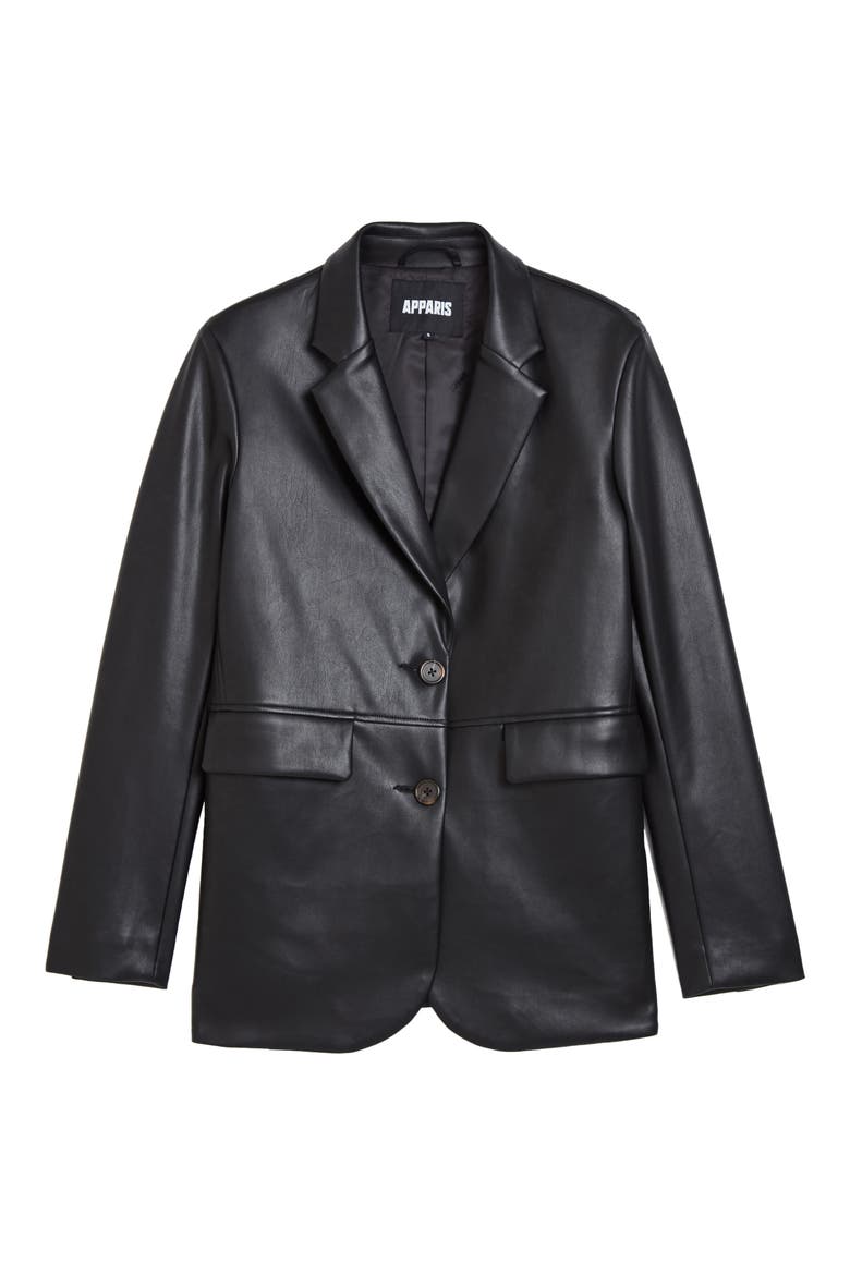 Killian Faux Leather Blazer, Alternate, color, NOIR