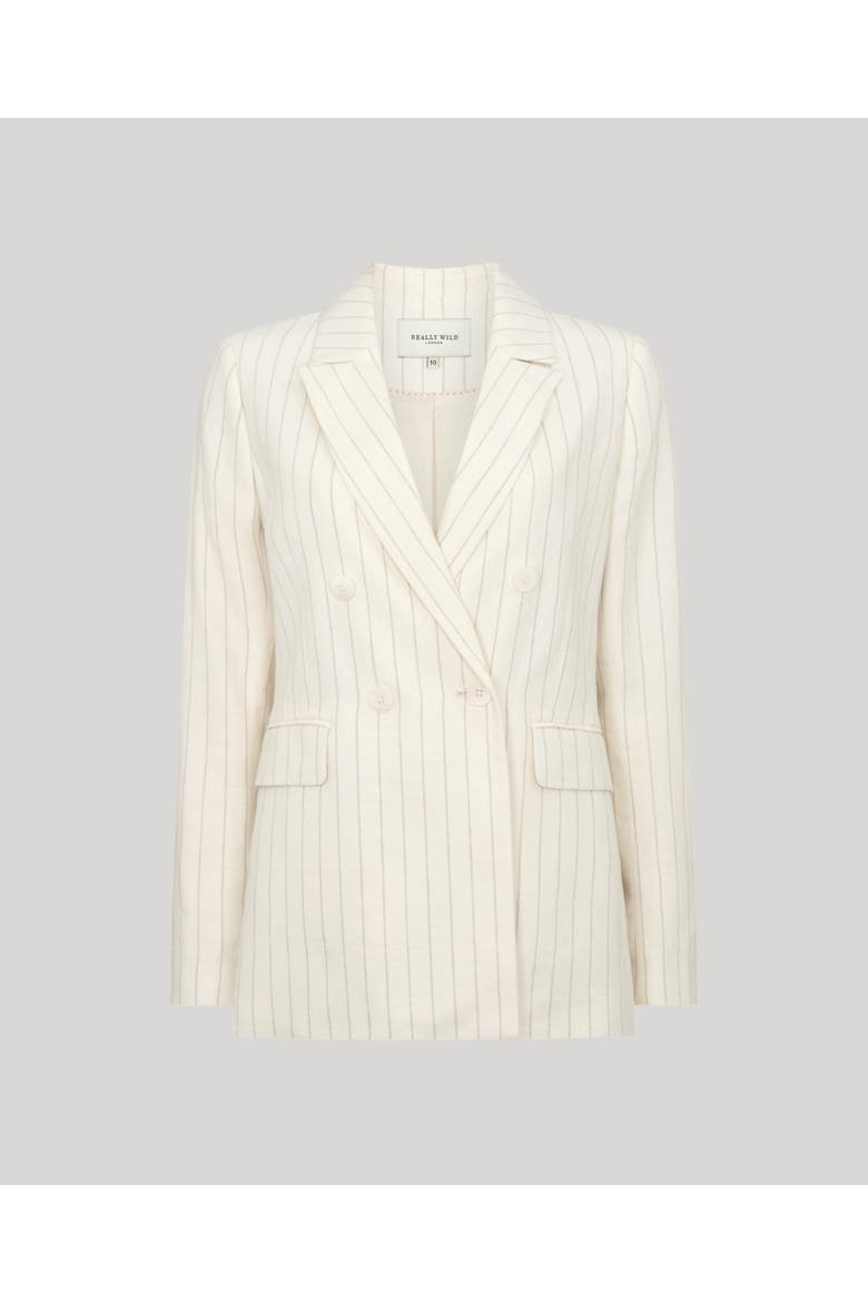 Corine Cotton Linen Pinstripe Jacket, Main, color, Taupe Pinstripe