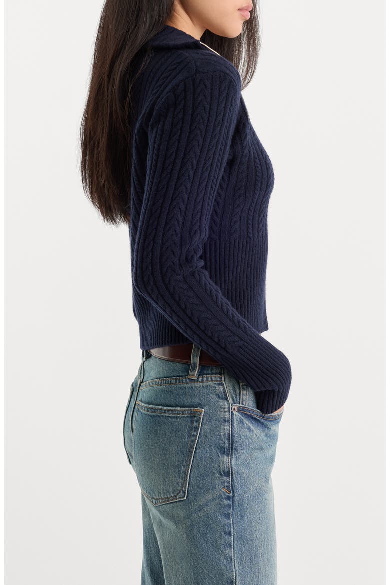 The Cable Zip Up Cardigan, Alternate, color, NEW NAVY002