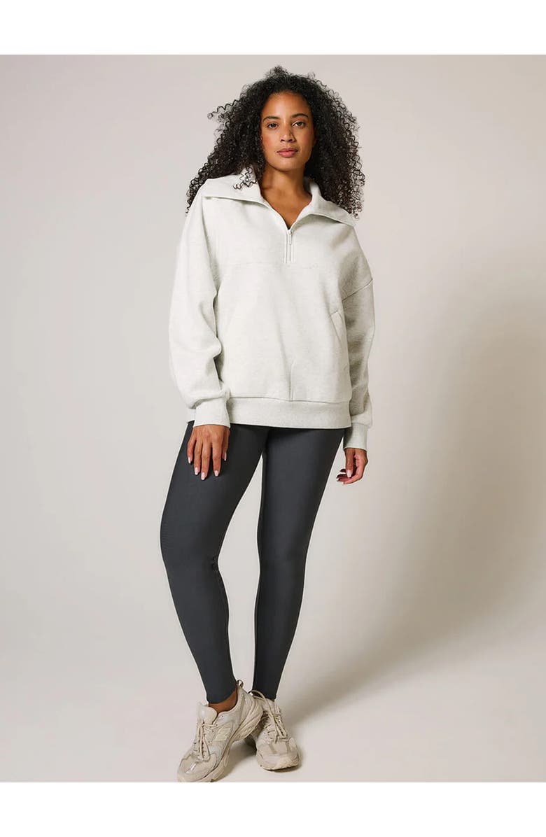 LOVALL ALL SZN Oversized 1/4 Zip Sweatshirt, Alternate, color, Light Grey Marl