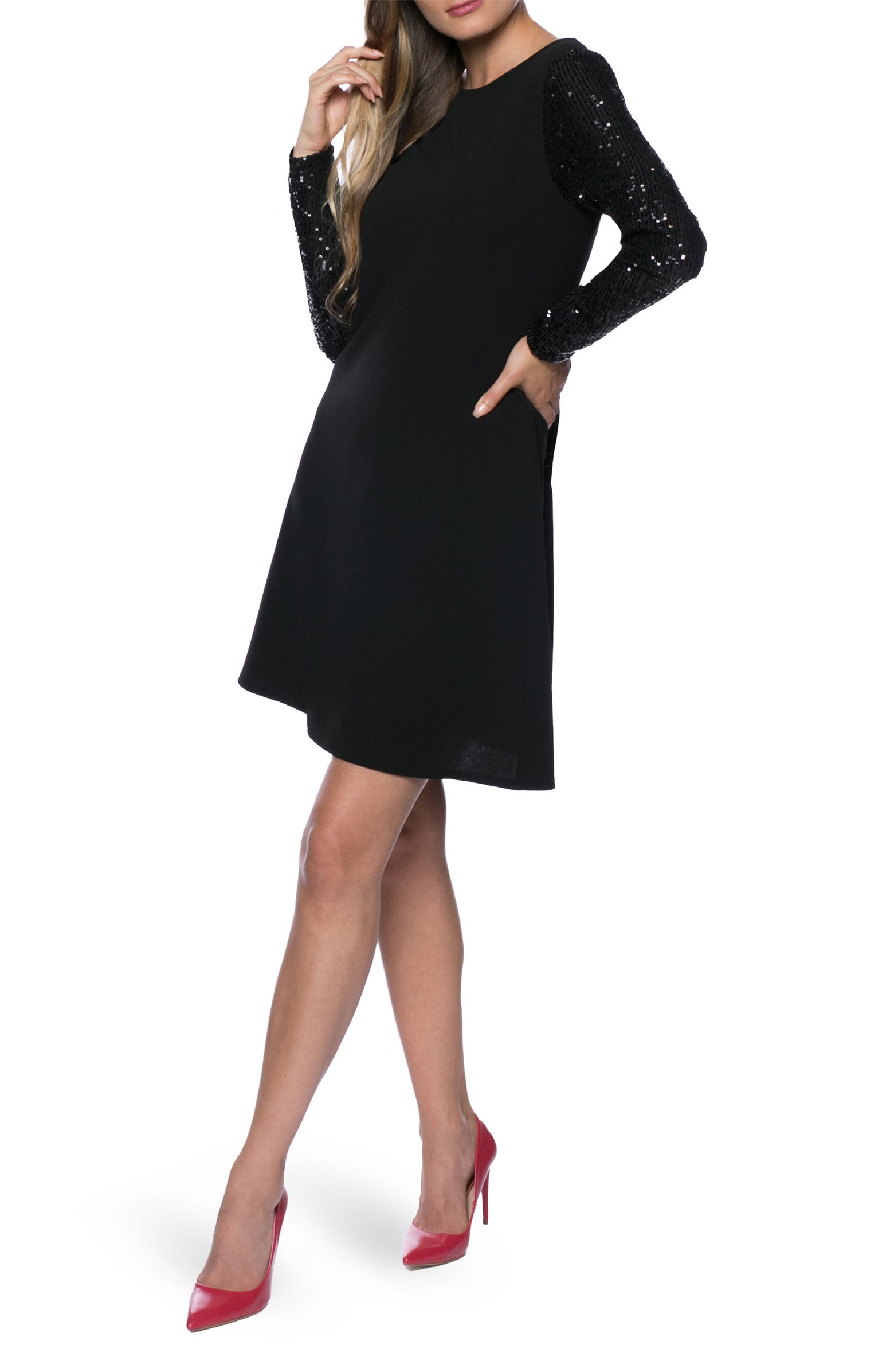 Marina Sequin Long Sleeve Shift Dress | Nordstromrack