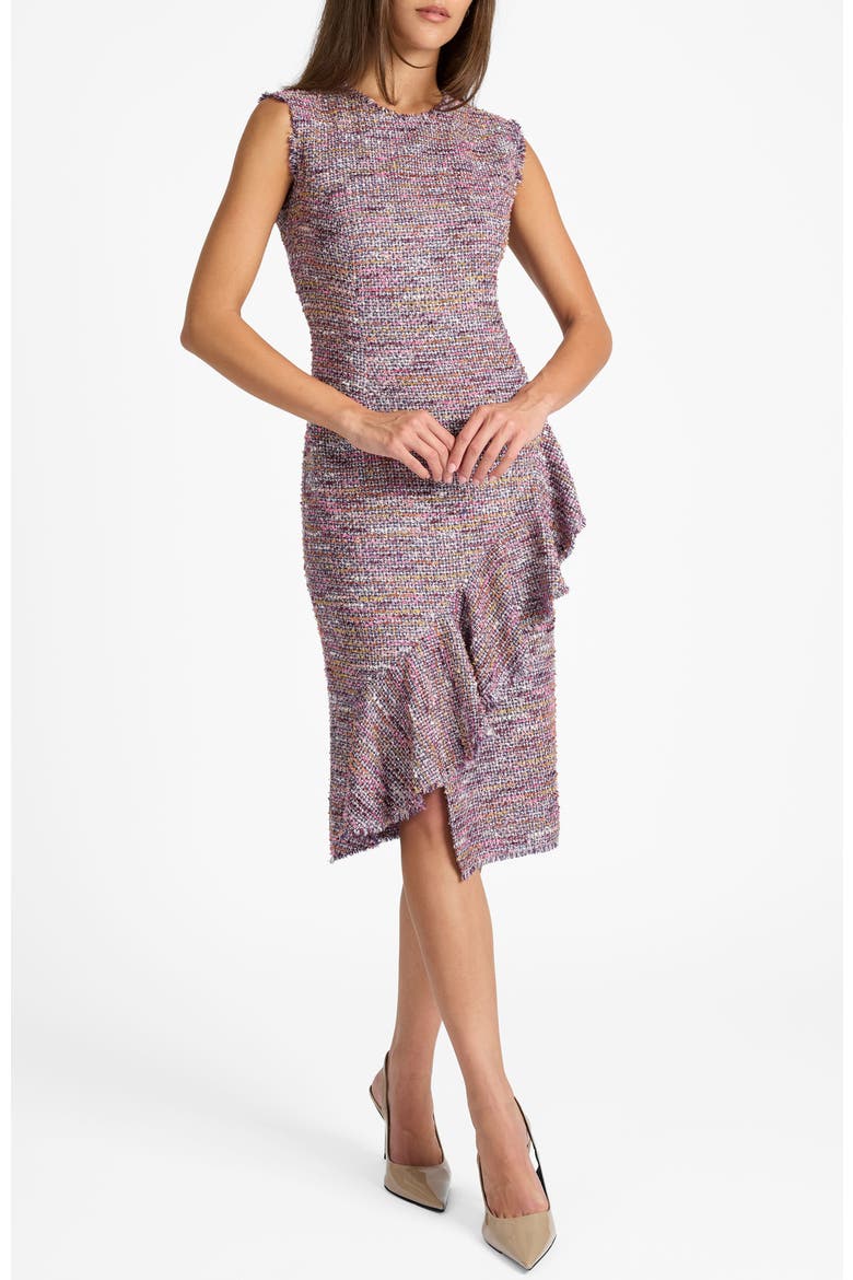 Cami Tweed Sleeveless Ruffle Dress, Alternate, color, DUSTY LILAC