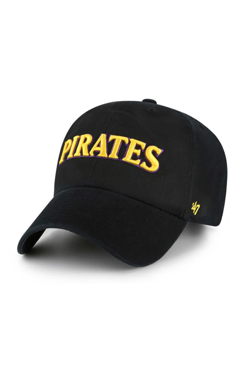 Men's '47 Black ECU Pirates Clean Up Adjustable Hat, Main, color, Black