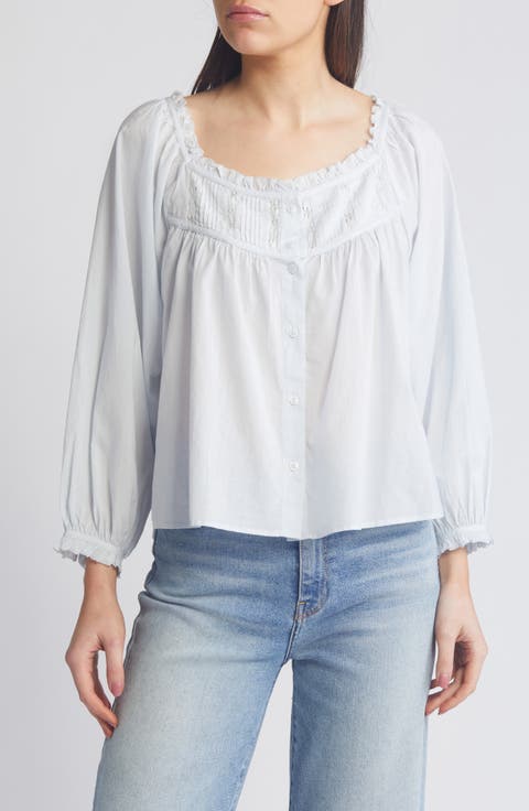 Ruffle & Lace Cotton Top