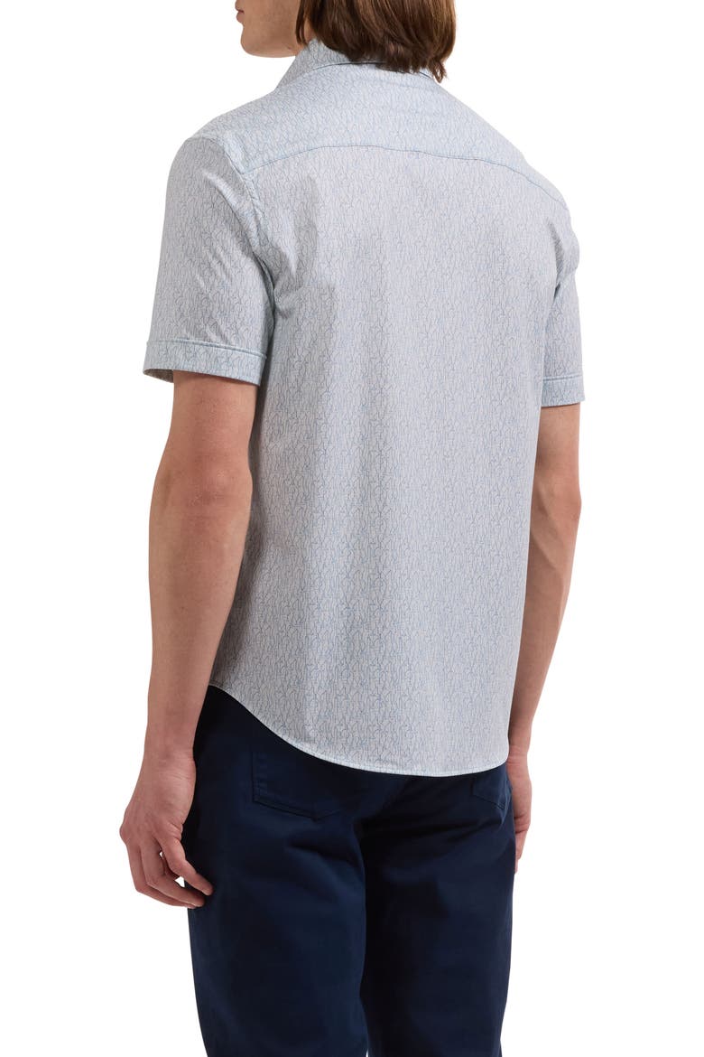 Miles OoohCotton® Print Short Sleeve Button-Up Shirt, Alternate, color, TEAL
