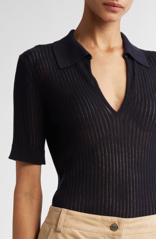 Max Mara Studio Egrege Silk & Wool Rib Sweater In Navy