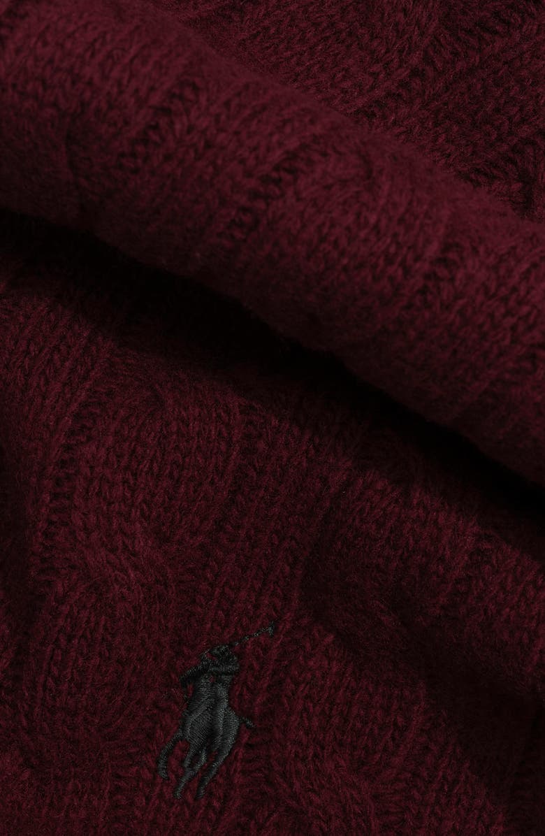 Polo Ralph Lauren Classic Cable Scarf, Alternate, color, Rich Ruby