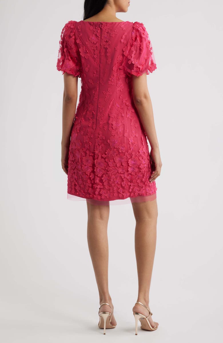 Eliza J Puff Sleeve Shift Dress, Alternate, color, Hot Pink