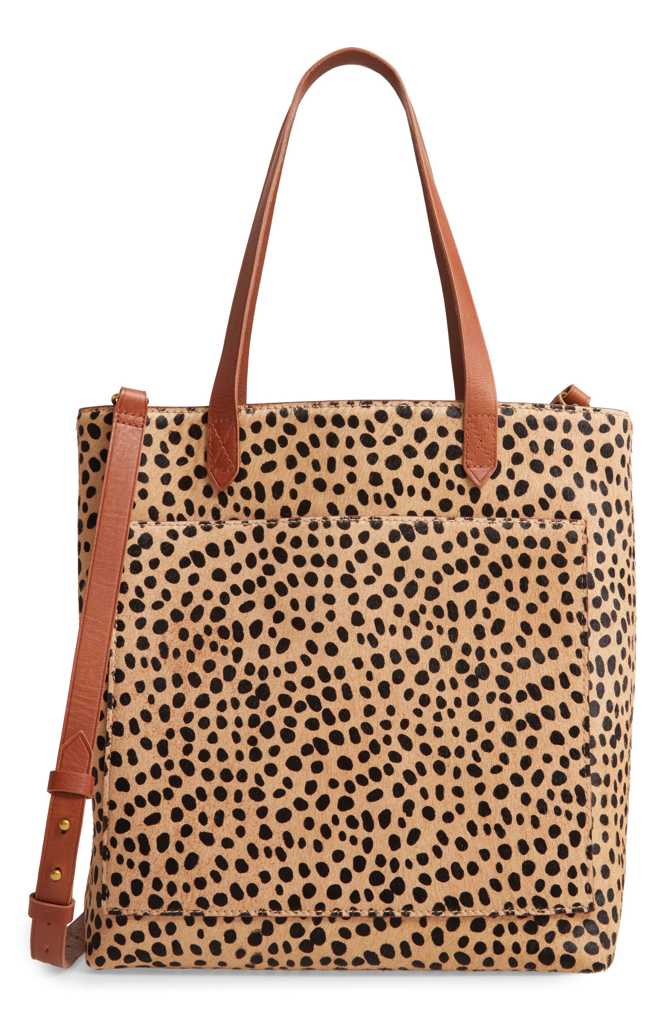 Leopard Genuine Calf Hair Medium Transport Tote, Main, color, SAND DUNE MULTI