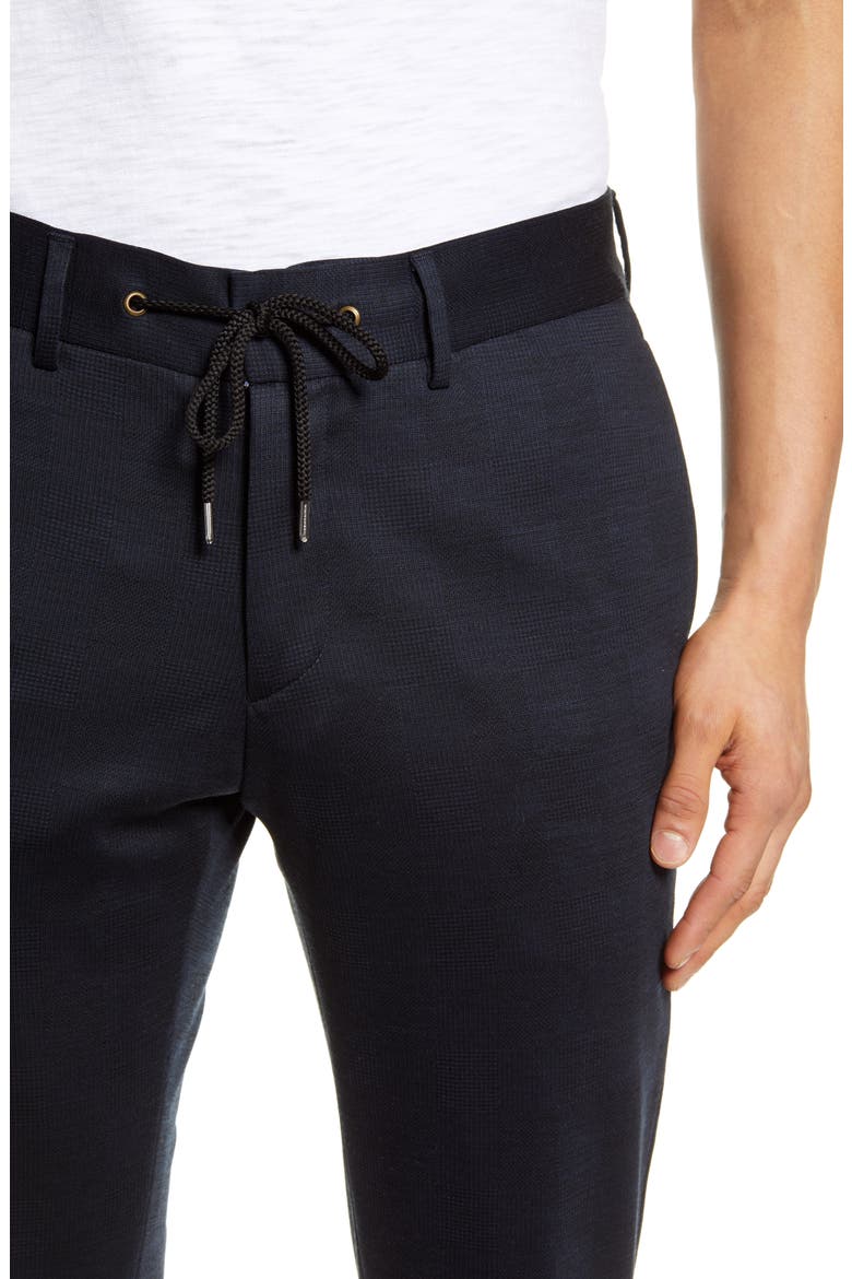 Glen Plaid Wool Jersey Jogger Pants, Alternate, color, NAVY
