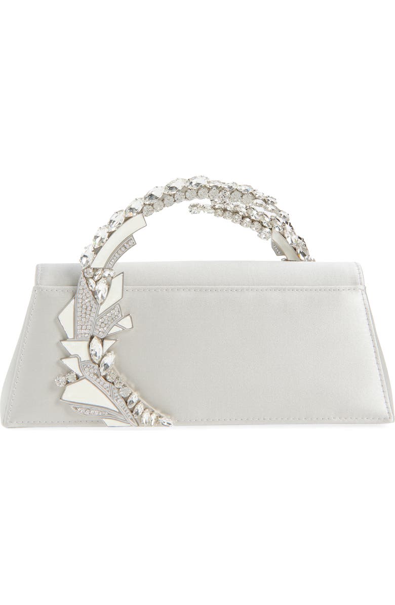 L’alingi Oasis Crystal Handle Satin Clutch, Alternate, color, Silver