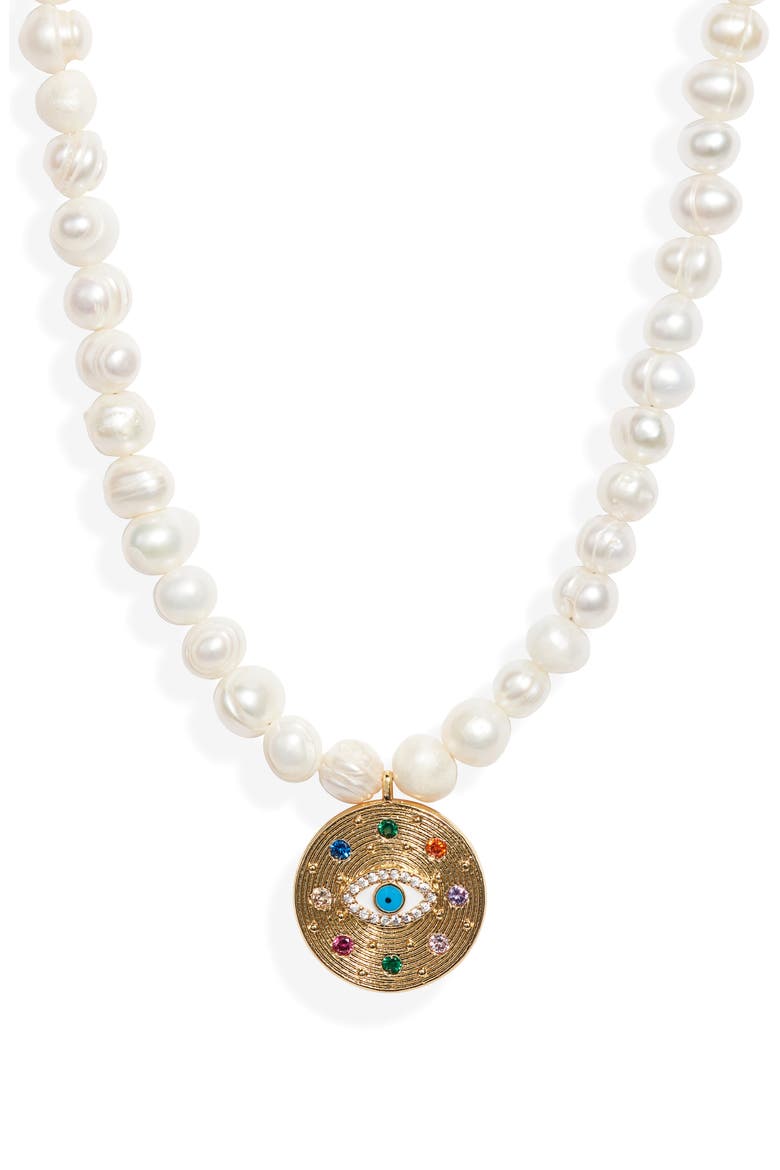 Eyes on Me Imitation Pearl Necklace, Main, color, PEARL/ GOLD