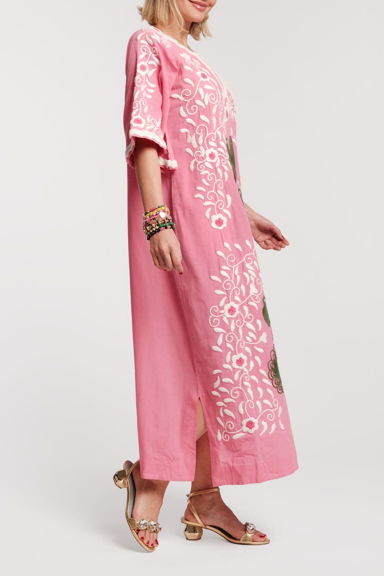 Peacock Caftan, Alternate, color, Pink/Multi