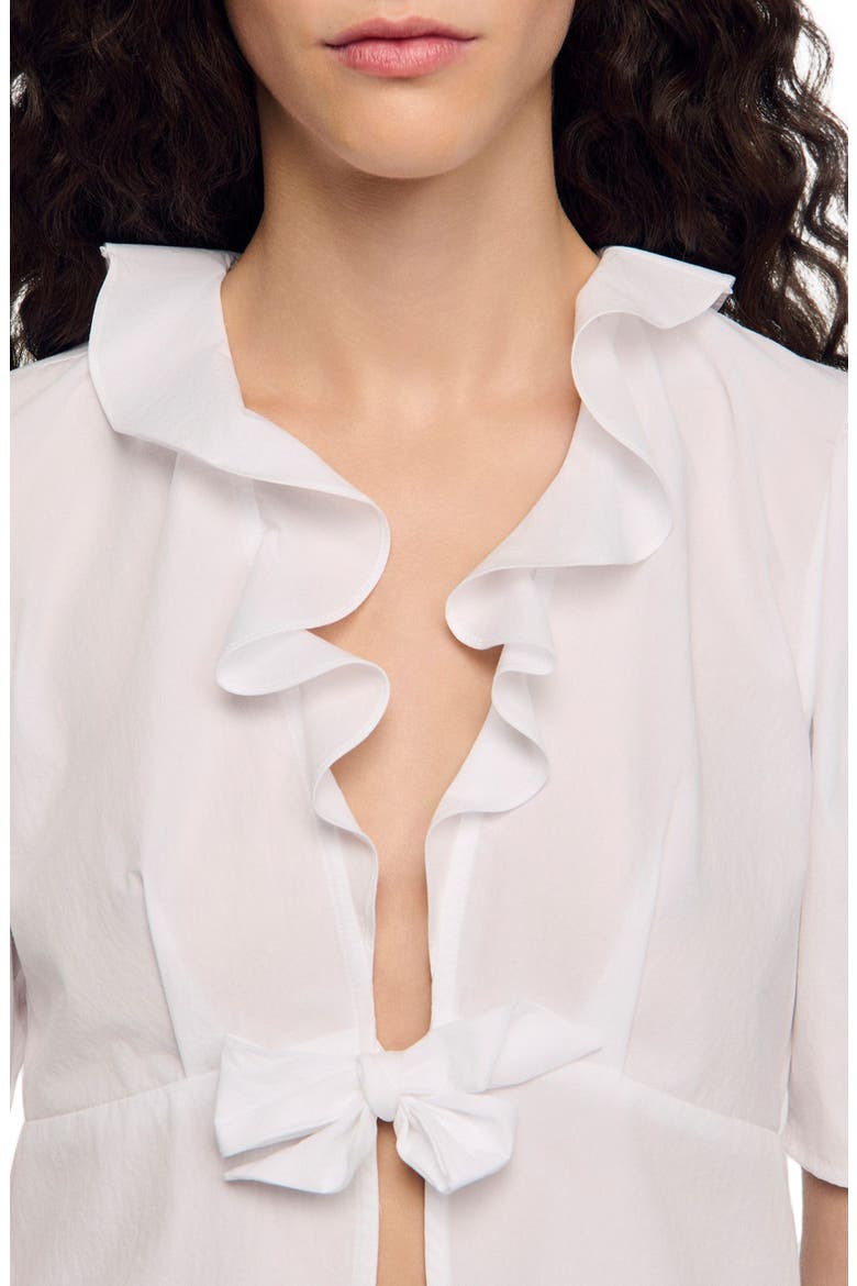 Ruffled crop top, Alternate, color, White