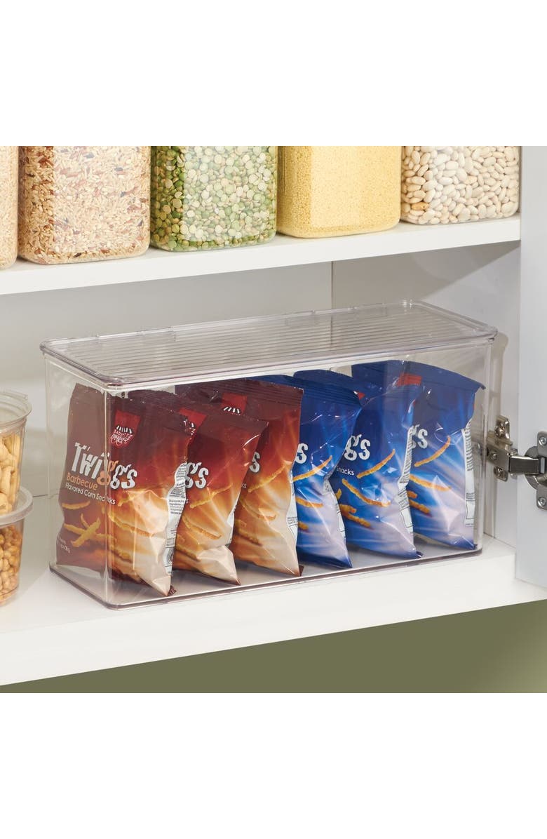 iDesign Plastic Stackable Hinged-Lid Pantry or Kitchen Storage Box - Set of 4 - Clear, Alternate, color, Clear