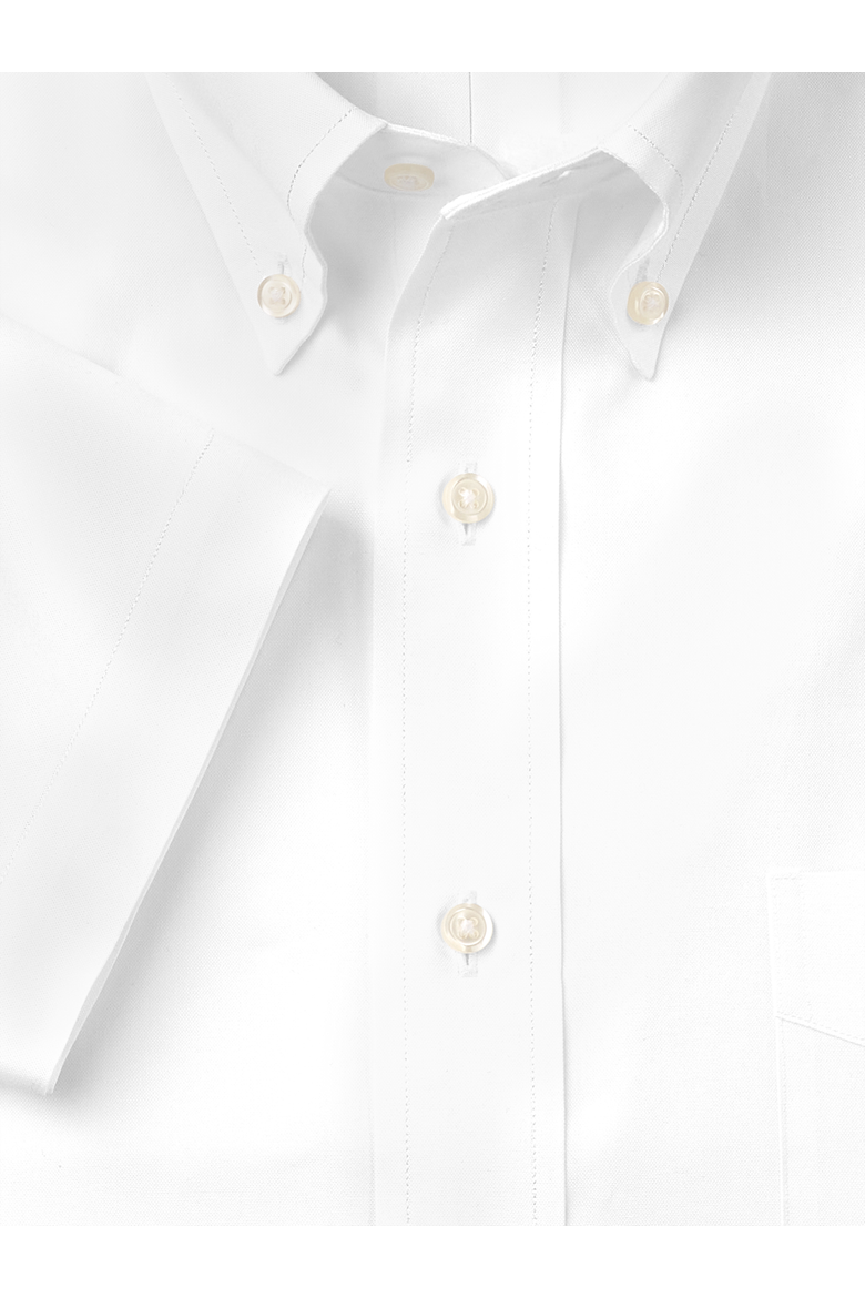 Non-iron Cotton Pinpoint Solid Button Down Collar Short Sleeve Dress Shirt, Alternate, color, White