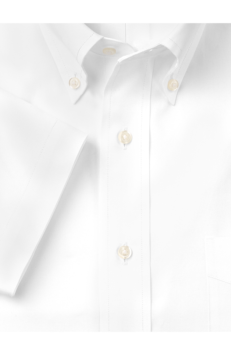 Paul Fredrick Non-iron Cotton Pinpoint Solid Button Down Collar Short Sleeve Dress Shirt, Alternate, color, White