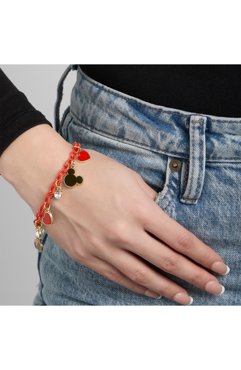 Disney Heart Charm Bracelet, Alternate, color, Red