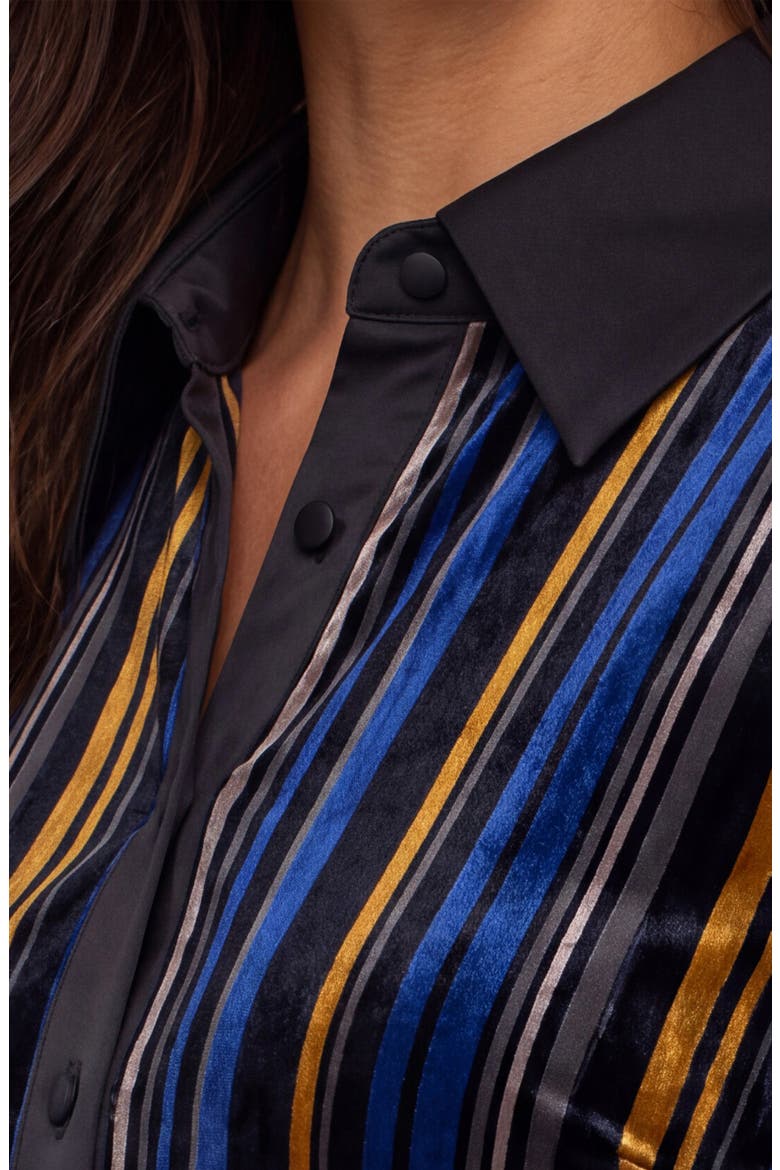 Stripe Burnout Fitted Shirt, Alternate, color, NVY/ BLK/ ORG MST