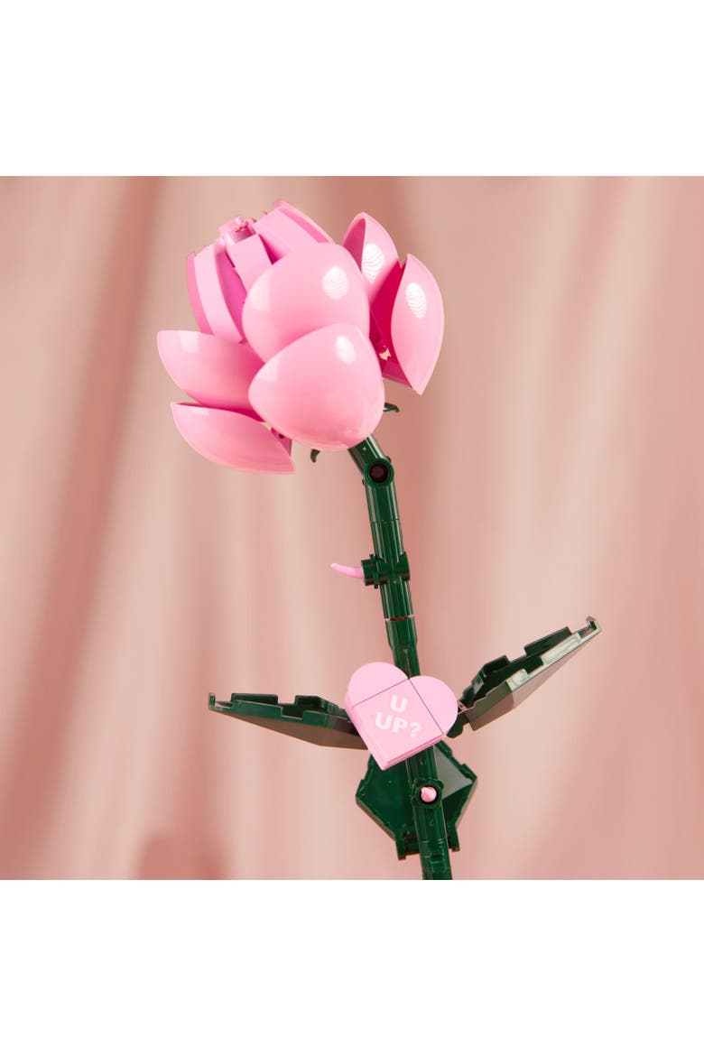 Bricktanicals Pink Long Stem Rose Building Set, Alternate, color, Pink