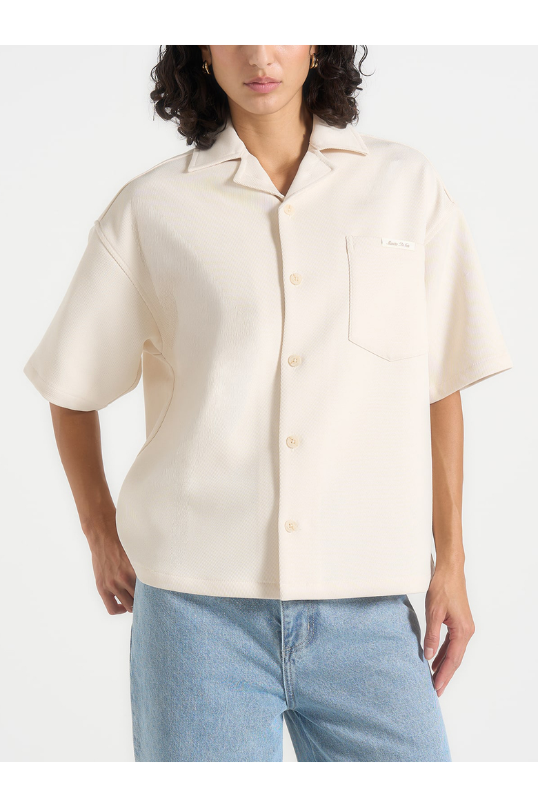 Brook Unisex Signature Twill Boxy Shirt, Alternate, color, Cream