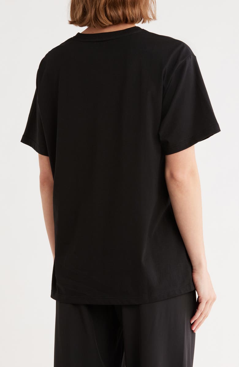 DKNY Varsity Satin Logo Oversize T-Shirt, Alternate, color, Black