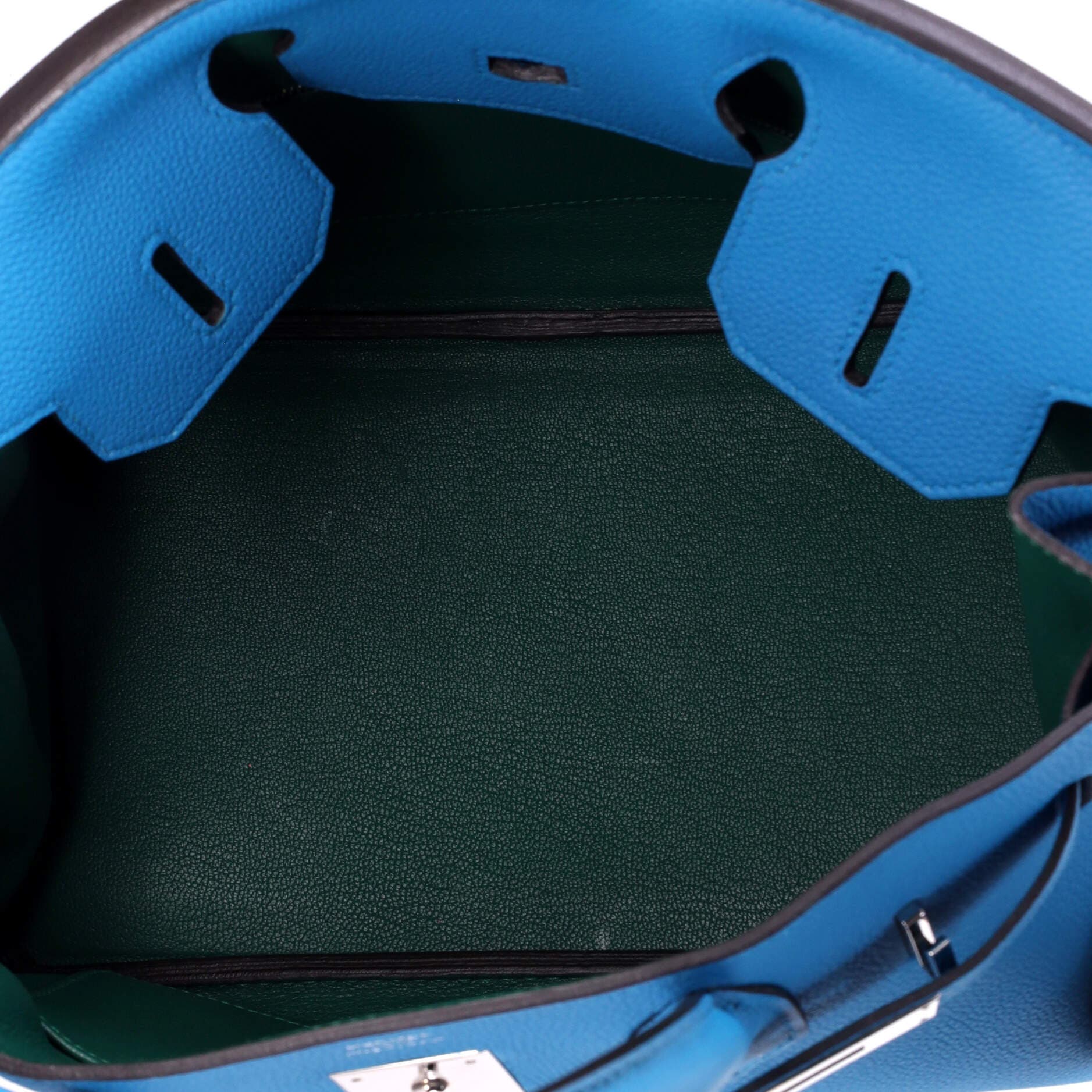 Pre-Owned Hermes Birkin Handbag Verso Togo with Palladium Hardware 30, Alternate, color, Verso-Bleu Zanzibar/Malachite