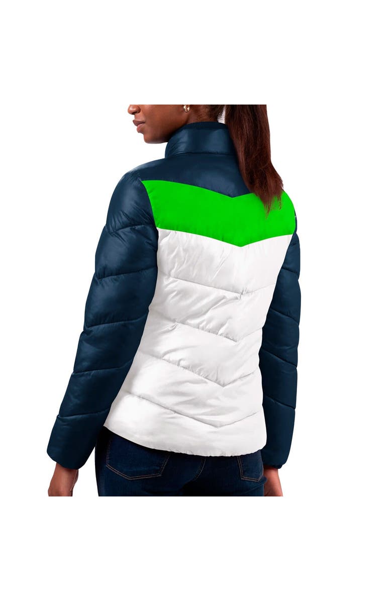 G-III 4HER BY CARL BANKS Women's G-III 4Her by Carl Banks  White/Navy Seattle Seahawks New Star Quilted Full-Zip Jacket, Alternate, color, White
