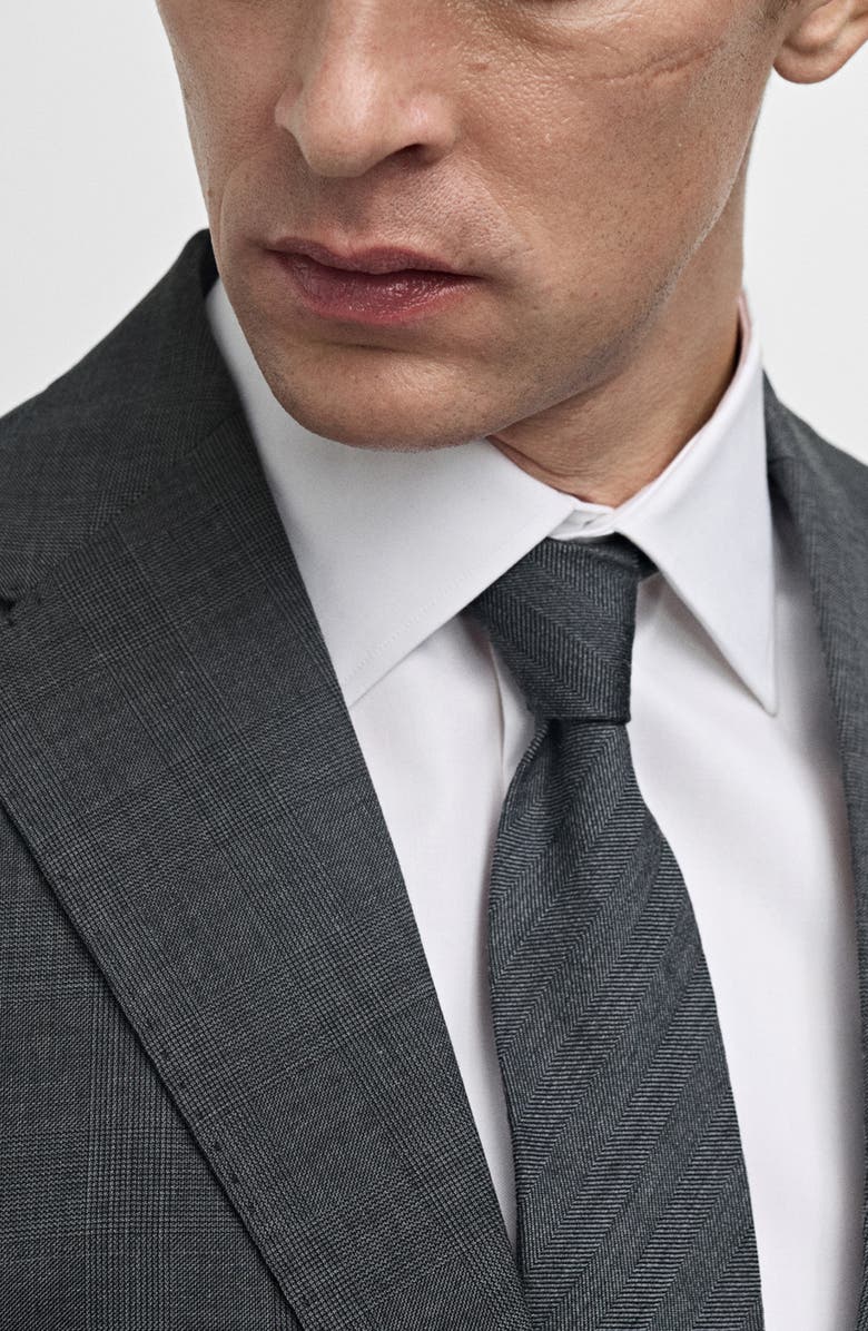 MANGO Slim Fit Heathered Glen Plaid Wool Sport Coat, Alternate, color, 