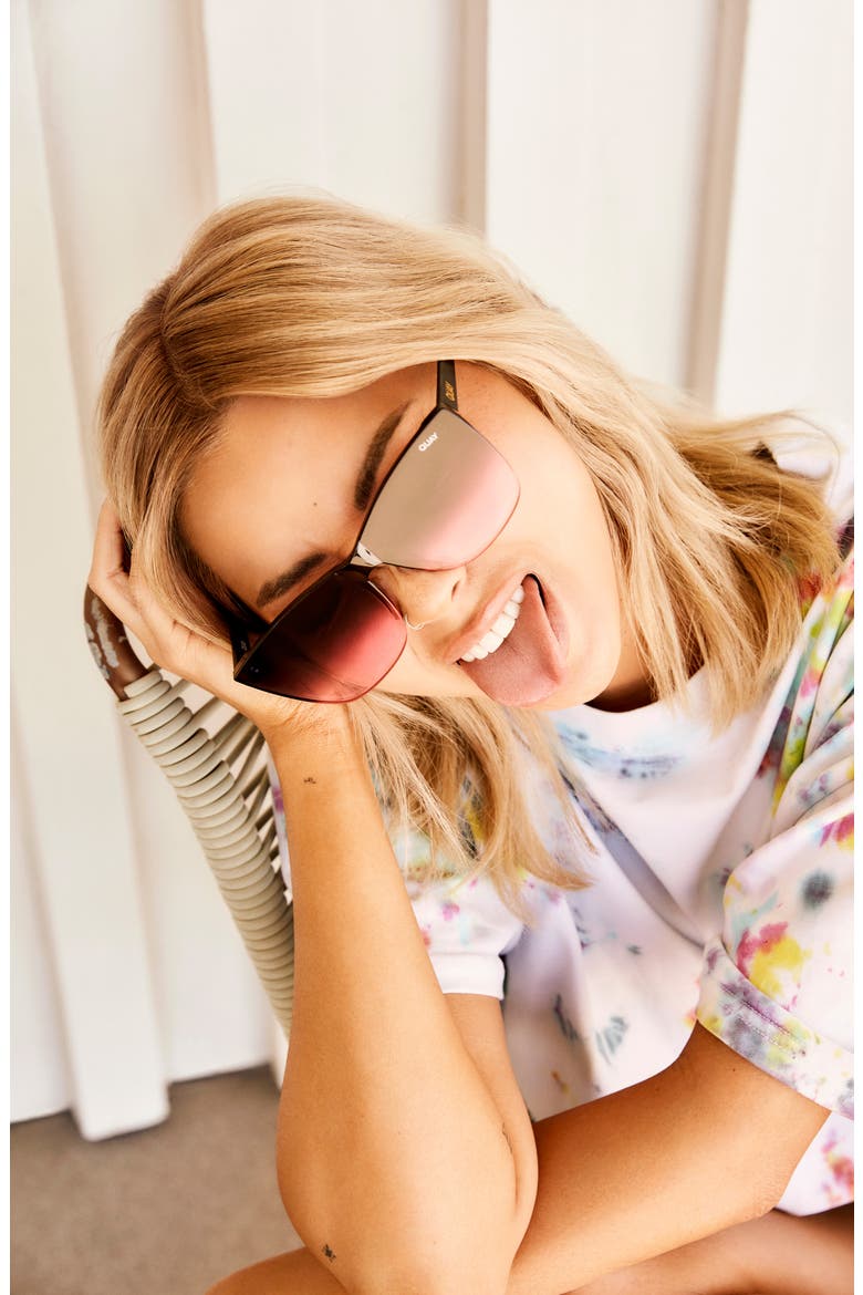 Come Thru 63mm Gradient Cat Eye Sunglasses 63mm Gradient Cat Eye SunglassesThruCome, Alternate, color, MATTE BLK/ BLK PINK FADE