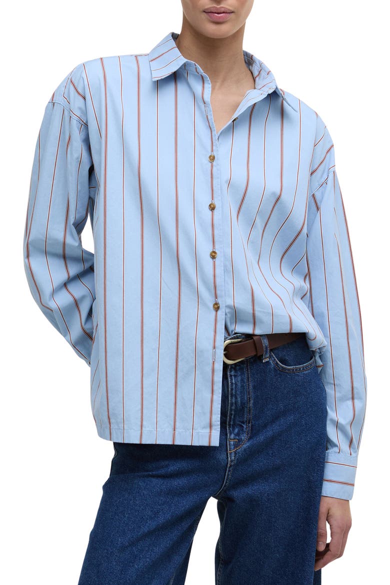 Saffron Stripe Button-Up Shirt, Main, color, ICE BLUE STRIPE