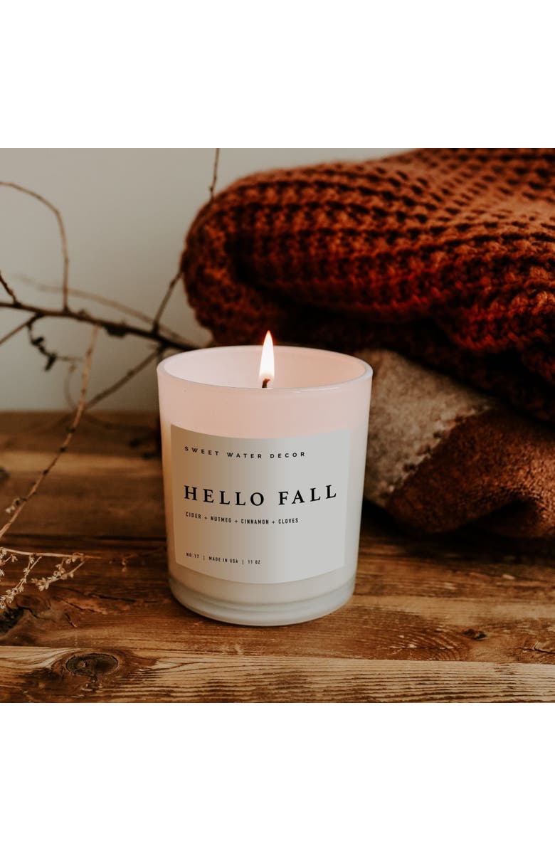SWEET WATER DECOR 11oz White Jar Candle - Spice Scents, Alternate, color, Hello Fall