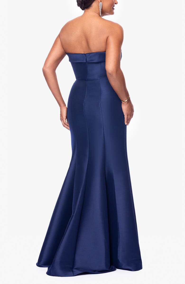 Xscape Evenings Strapless Cascade Ruffle Mermaid Gown, Alternate, color, Navy