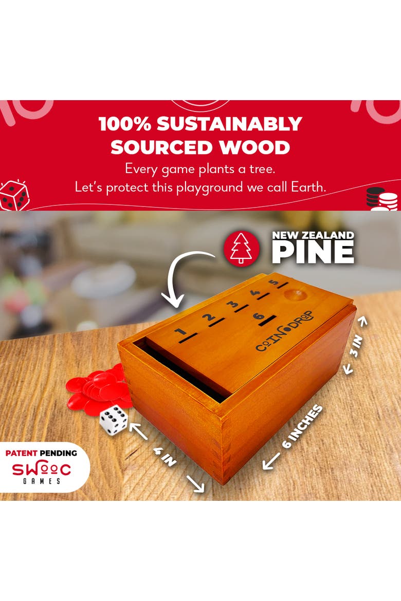 Coin Drop | Simple + Strategic Dice Game, Alternate, color, Brown