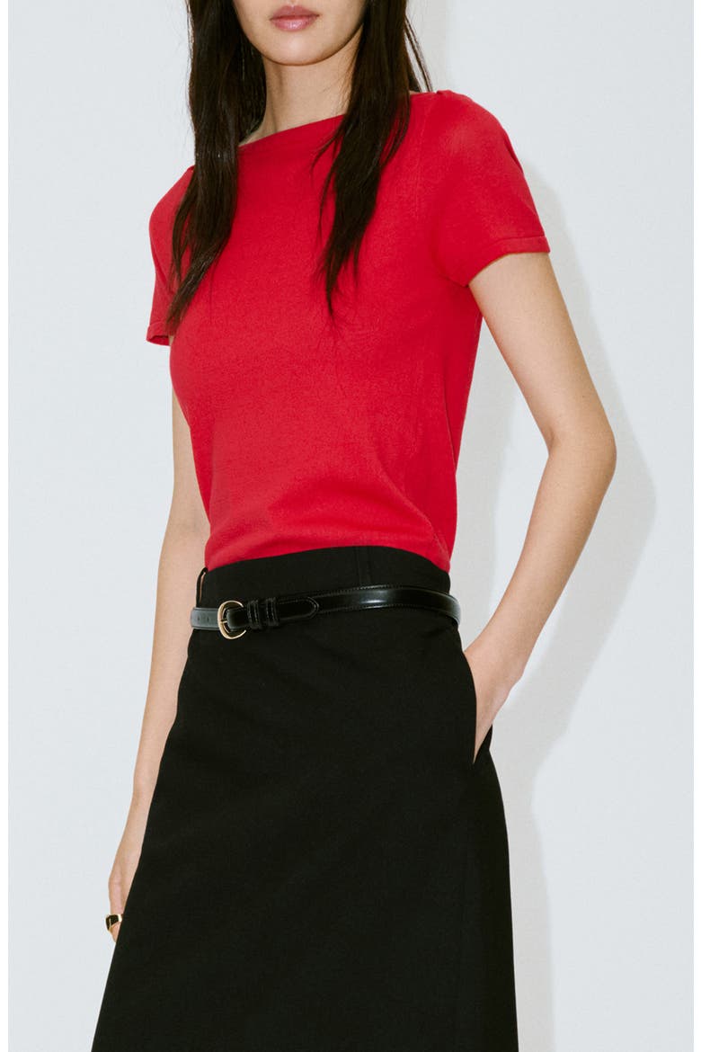 Short Sleeve Fine Knit Sweater, Main, color, RED