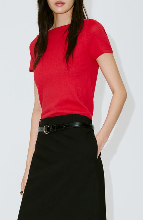 Short Sleeve Fine Knit Sweater
