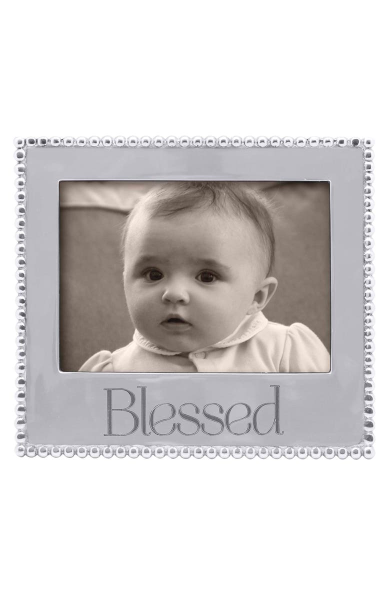 Mariposa Blessed Beaded Picture Frame, Main, color, Silver