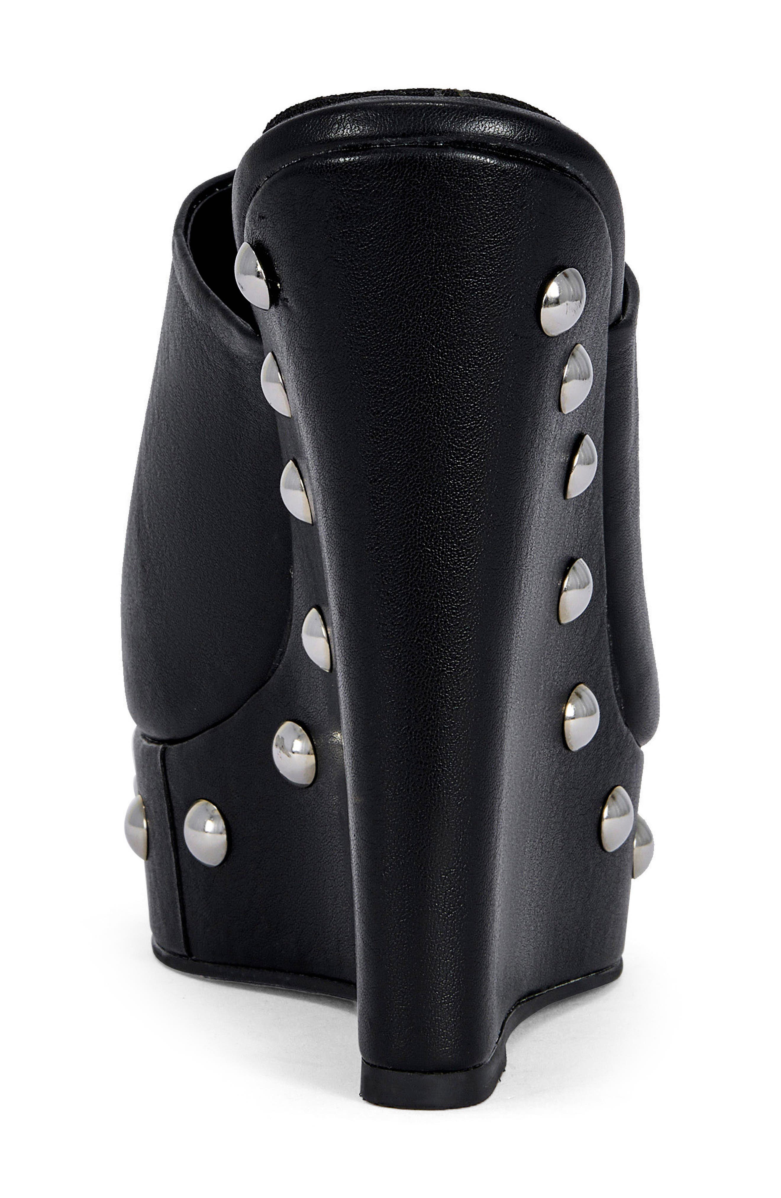 Riala Faux Leather Studded Wedge Mule, Alternate, color, CHARCOAL